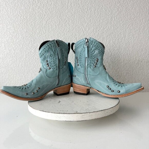 Lane COSSETTE Womens Cowboy Bootie Size 6 Western Cowgirl Blue Short Ankle Boots - Picture 8 of 12